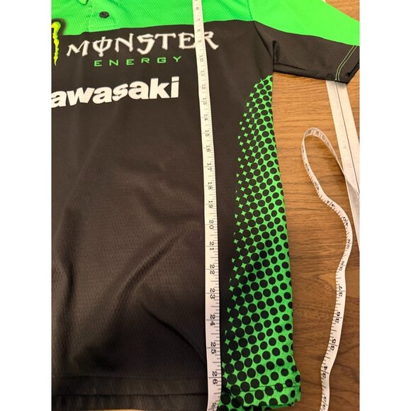 Kawasaki Polo Shirt Mens M Black Short Sleeve Monster Energy Logo Y2K Hot Shoppe - Picture 6 of 6